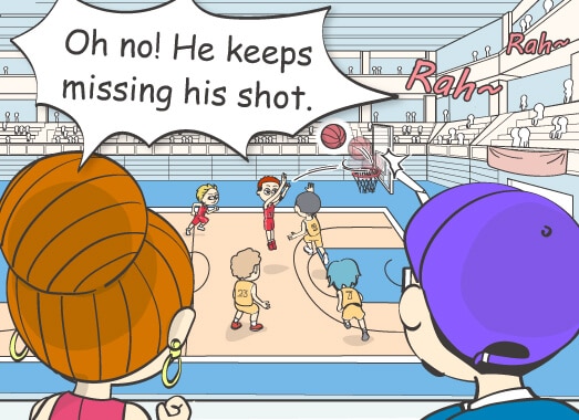 Oh no! He keep missing his shot.