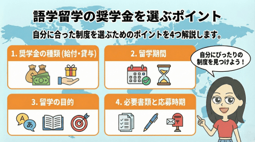 語学留学の奨学金を選ぶポイント